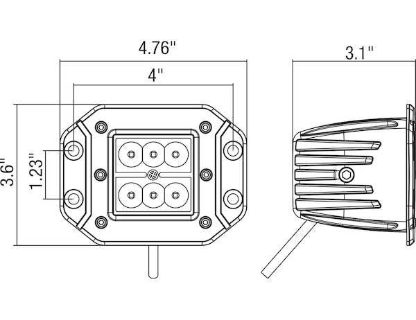 Recessed 3 Inch Wide Square LED Flood Light