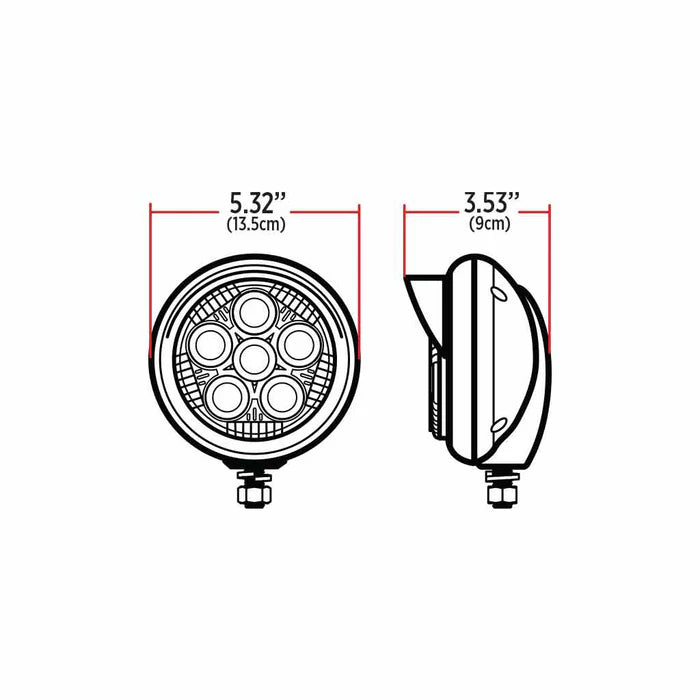 TLED-UX6 5″ Legacy Series Chrome/Black Round LED Work Light with Legacy Housing LEGACY SERIES ROUND LED LOAD/WORK LIGHT WITH BLACK FRONT - CHROME HOUSING - CHROME VISOR