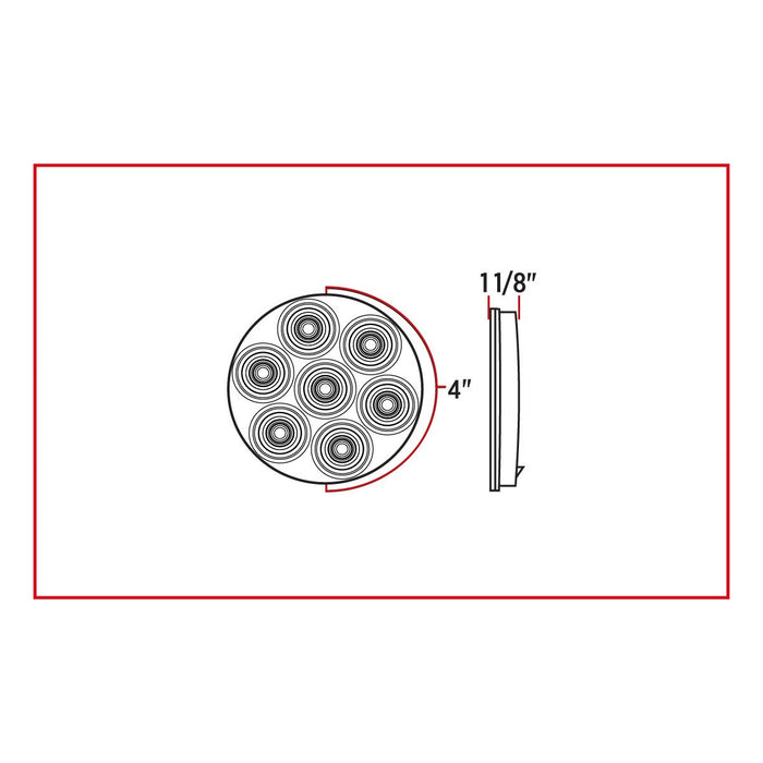 TLED-48R 4" Red Stop, Turn & Tail Round LED Light - 8 Diodes